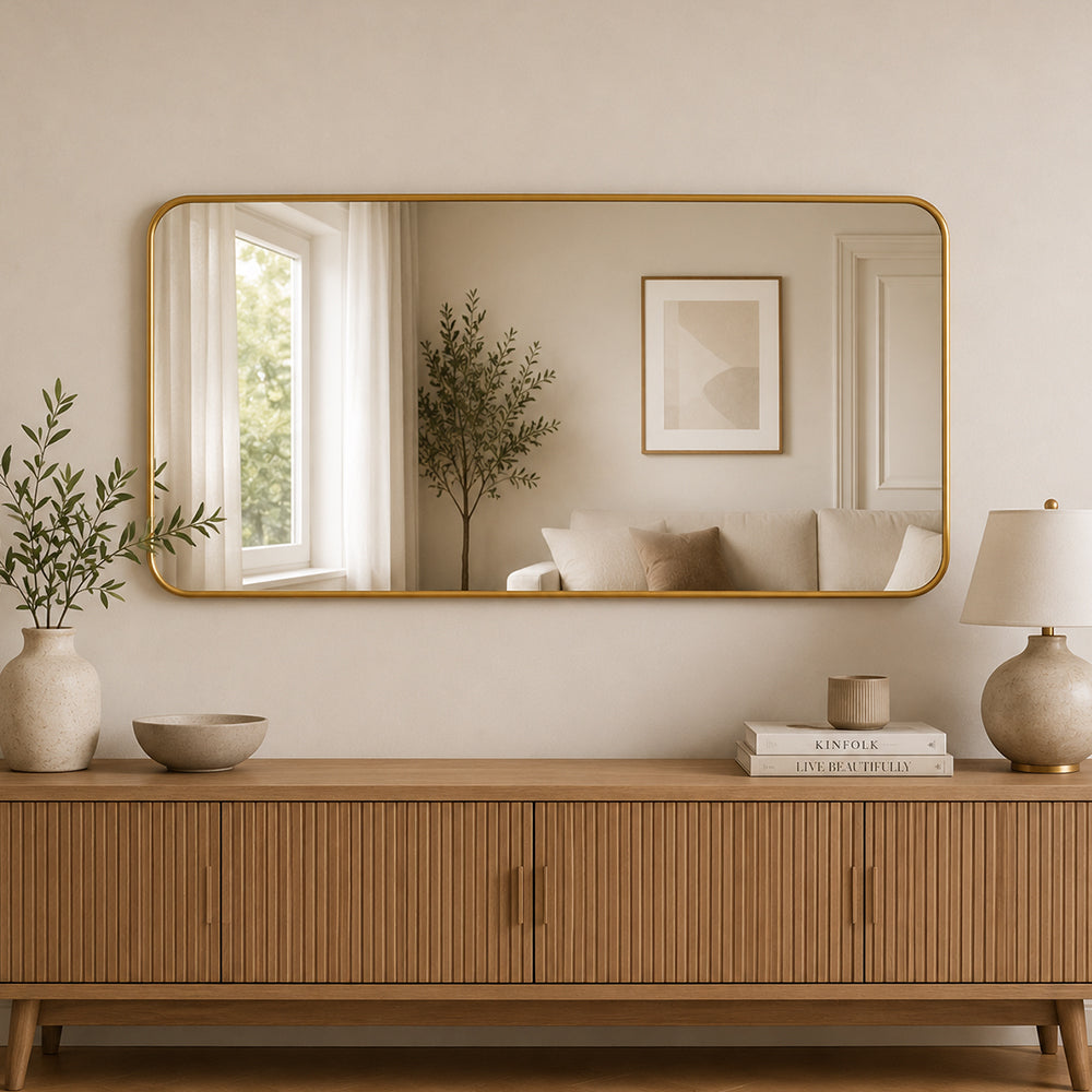 Stort Speil 170x60 cm - Gull ramme