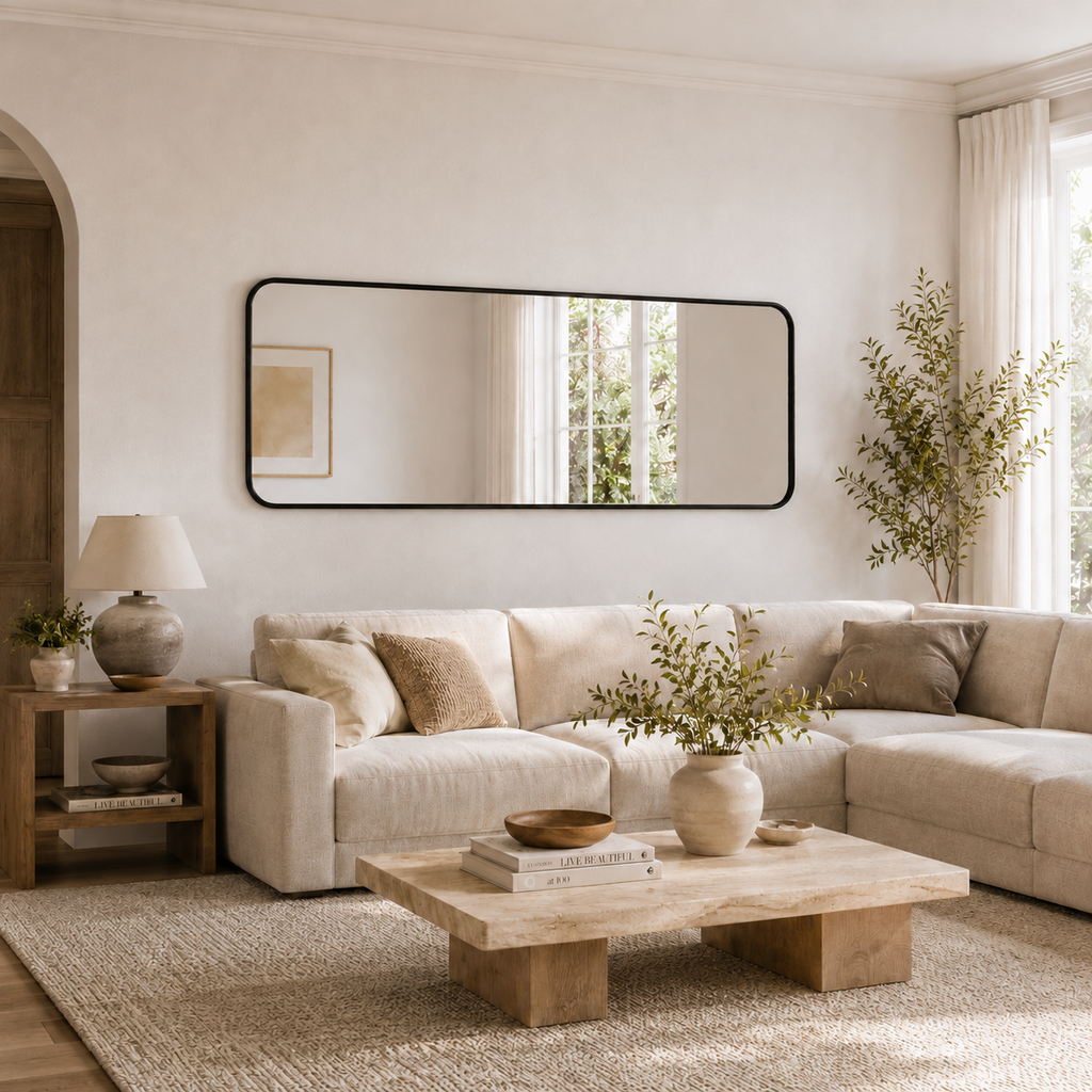 Stort Speil 170x60 cm - Svart Ramme