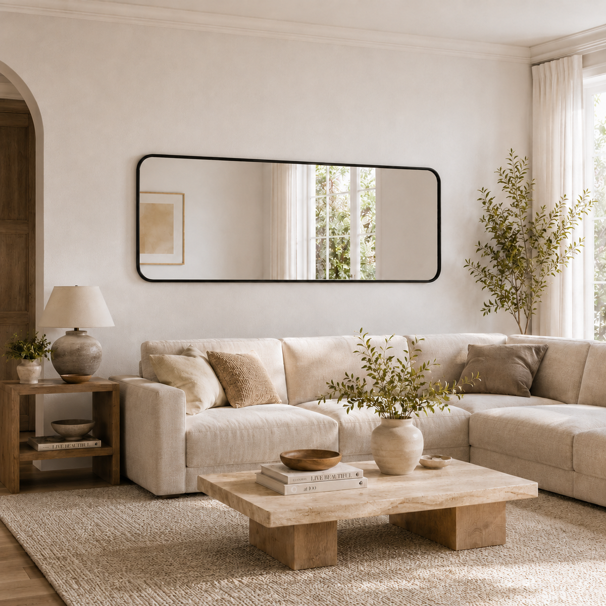 Stort Speil 170x60 cm - Svart Ramme