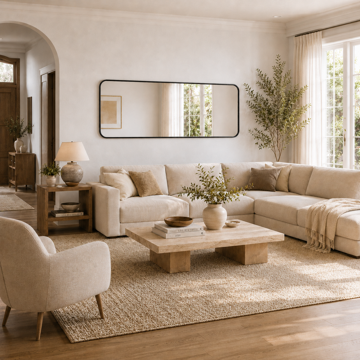 Stort Speil 170x60 cm - Svart Ramme
