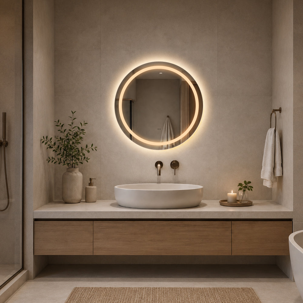 Rundt Speil med Frontlight LED-lys og Antidugg Ø60 cm