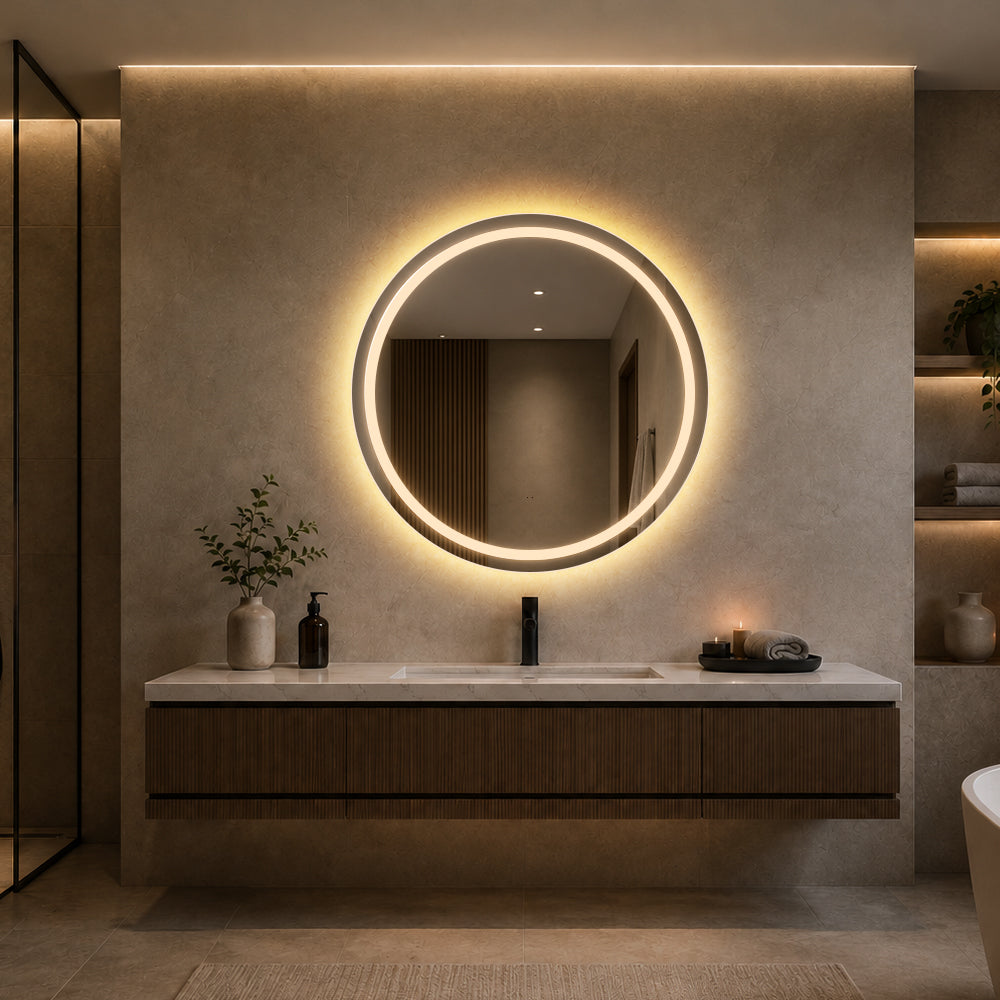 Rundt Speil med Frontlight LED-lys og Antidugg Ø80 cm