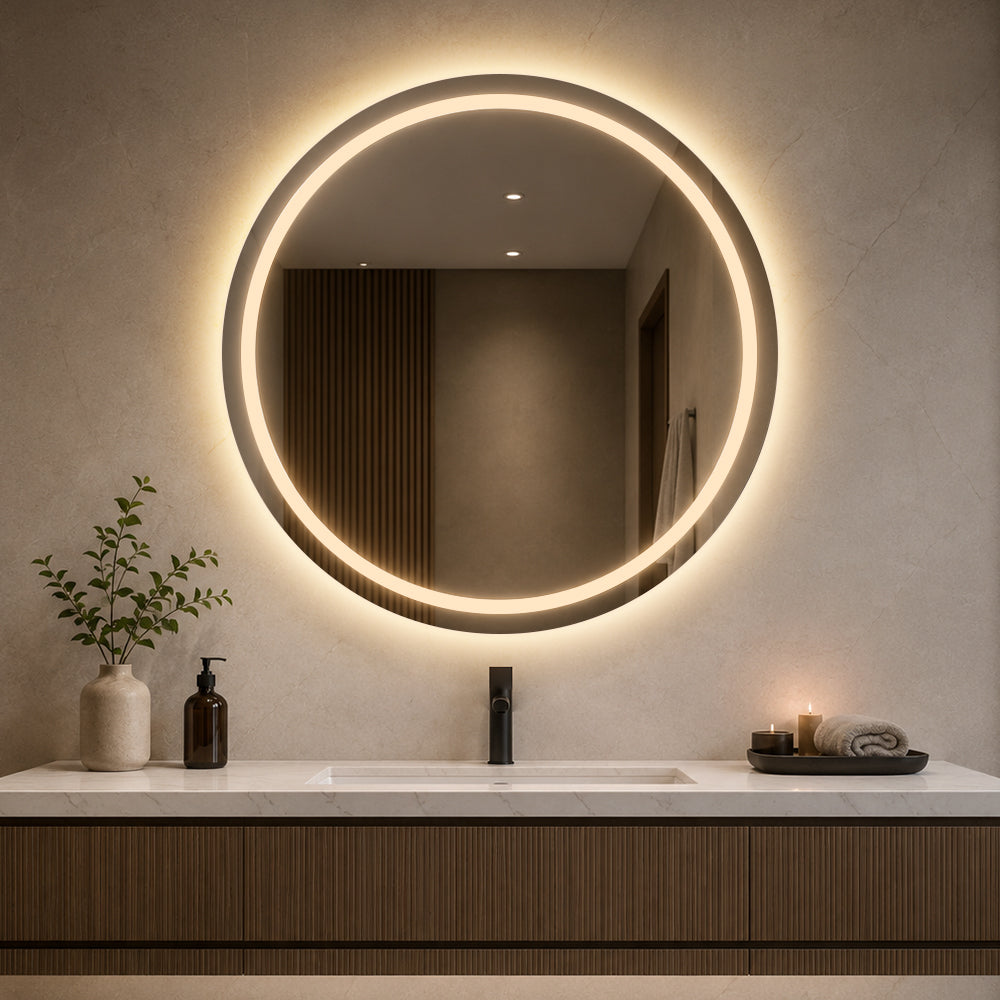 Rundt Speil med Frontlight LED-lys og Antidugg Ø80 cm