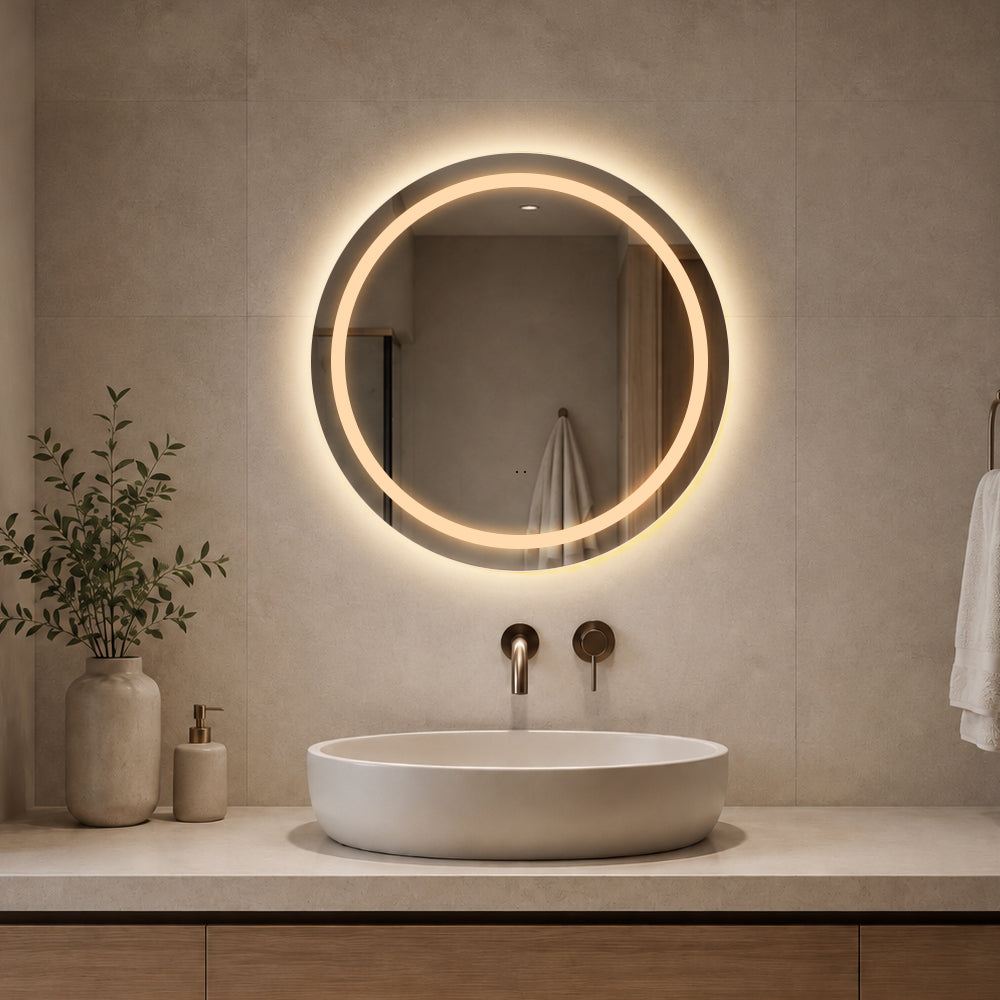 Rundt Speil med Frontlight LED-lys og Antidugg Ø60 cm