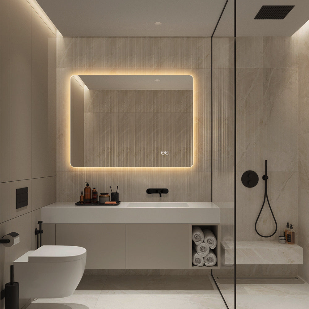Rektangulært Speil med LED-lys og Antidugg 80x60 cm