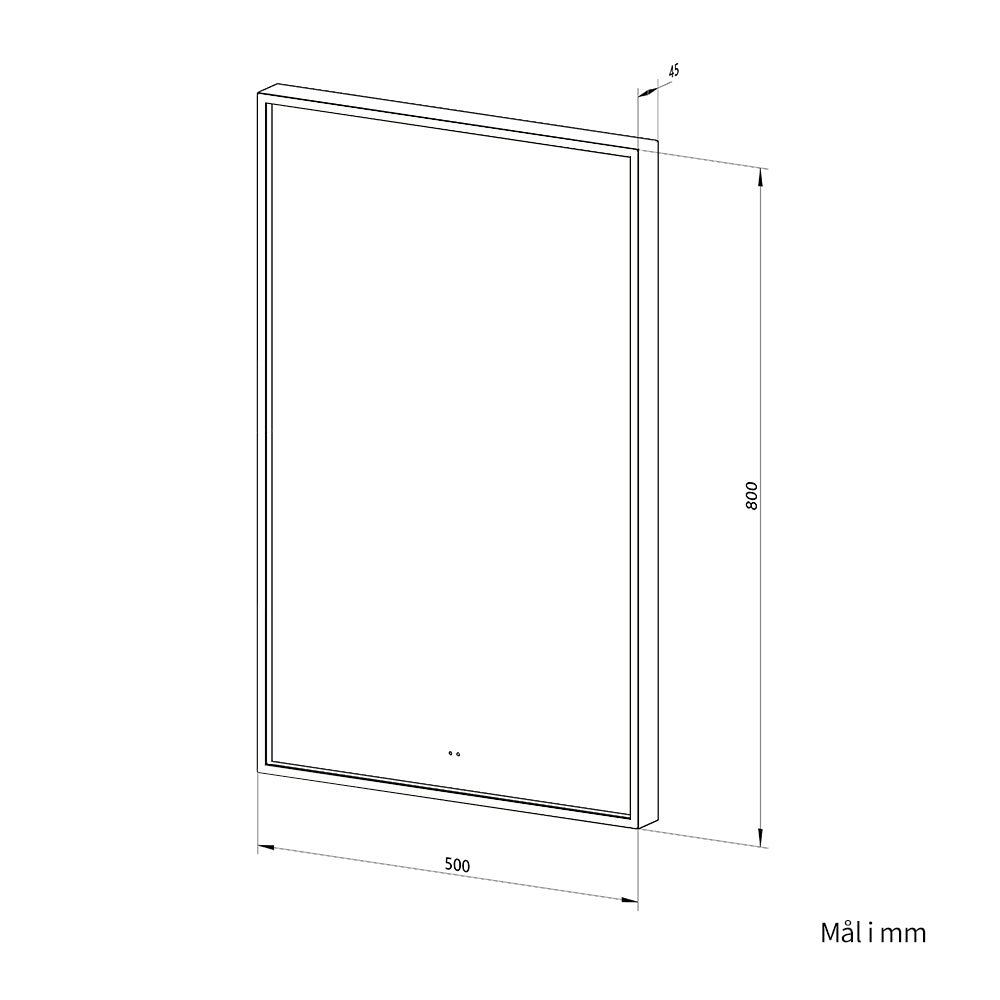 Rektangulært Speil med LED-lys i Ramme og Antidugg 50x80 cm, Gull Ramme