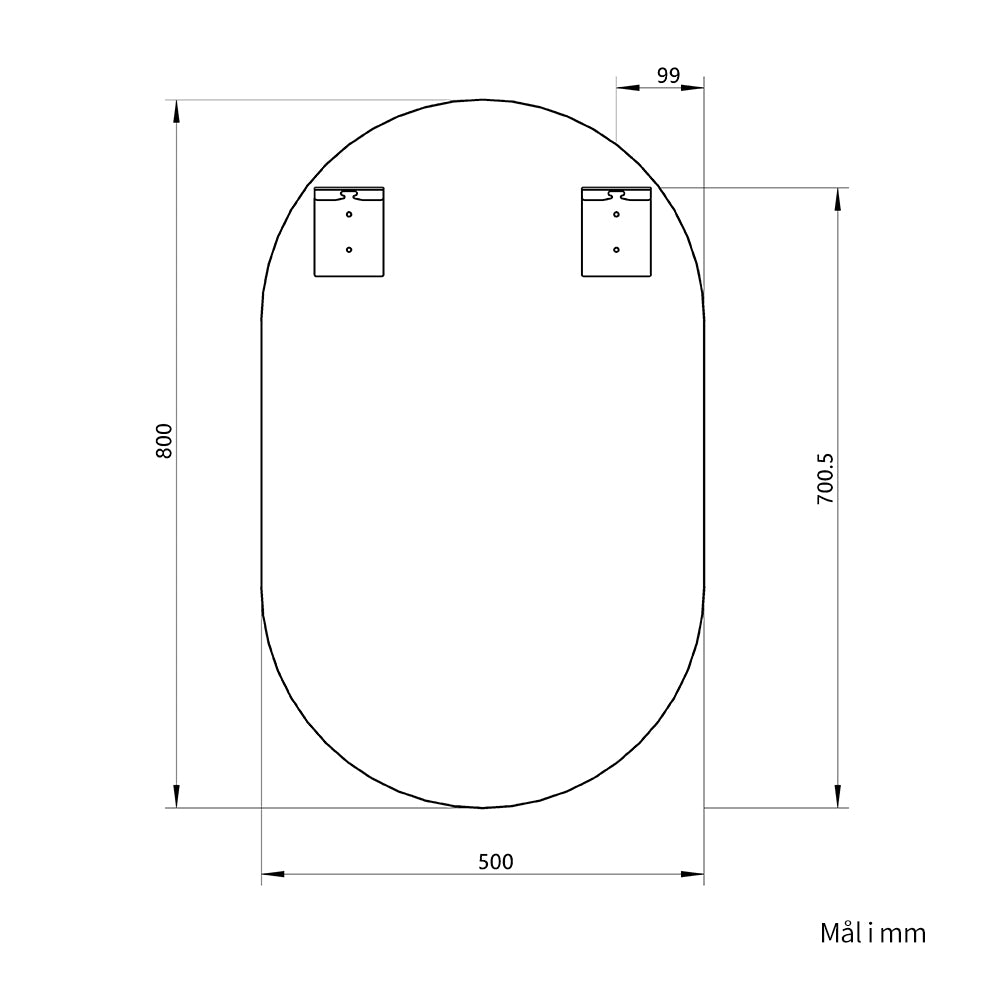 Oval Speil 50x80 cm