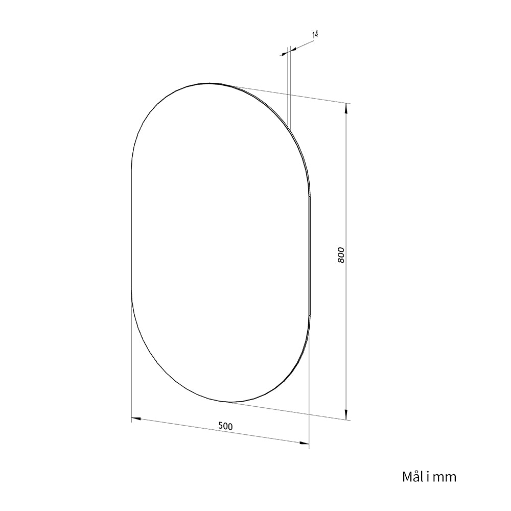 Oval Speil 50x80 cm