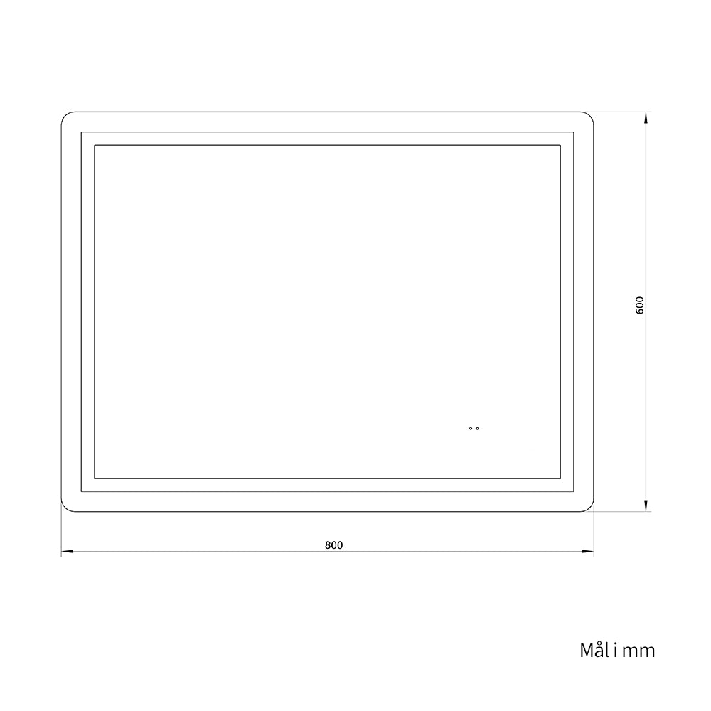 Firkantet Speil med Frontlight LED-lys og Antidugg 80x60 cm