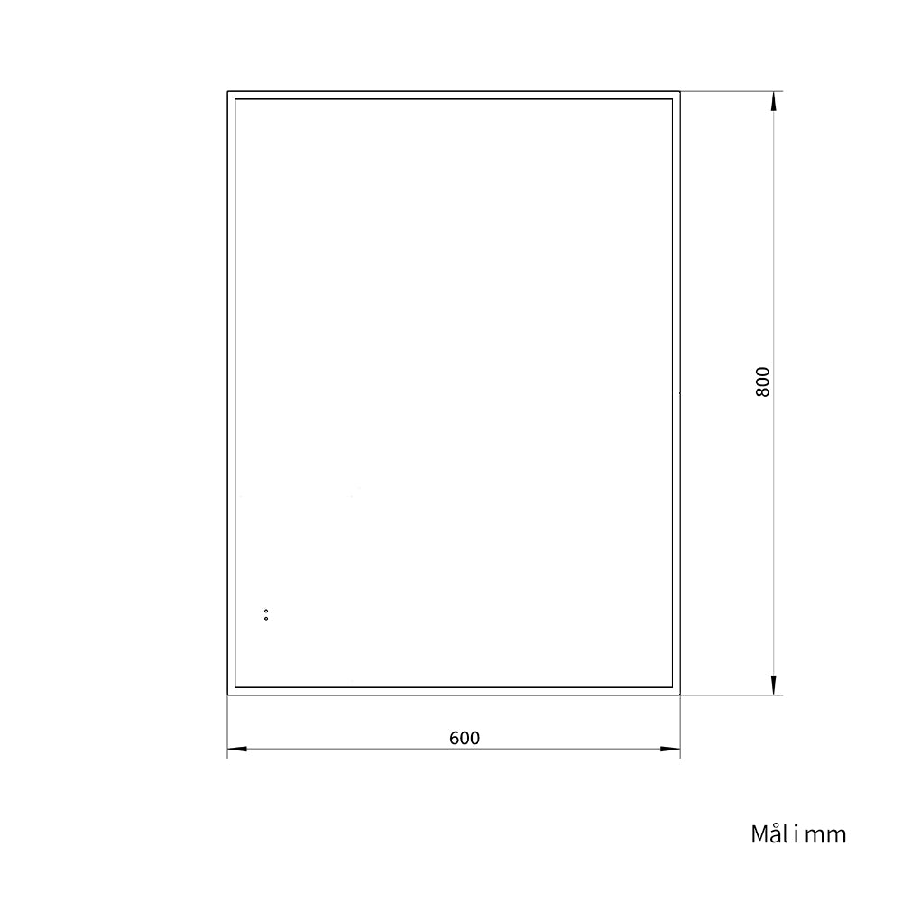 Rektangulært Speil med LED-lys i Ramme og Antidugg 60x80 cm, Svart Ramme