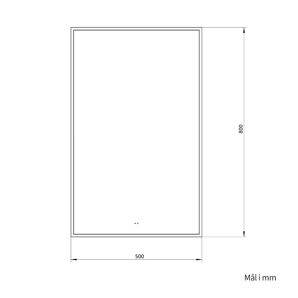 Rektangulært Speil med LED-lys i Ramme og Antidugg 50x80 cm, Svart Ramme