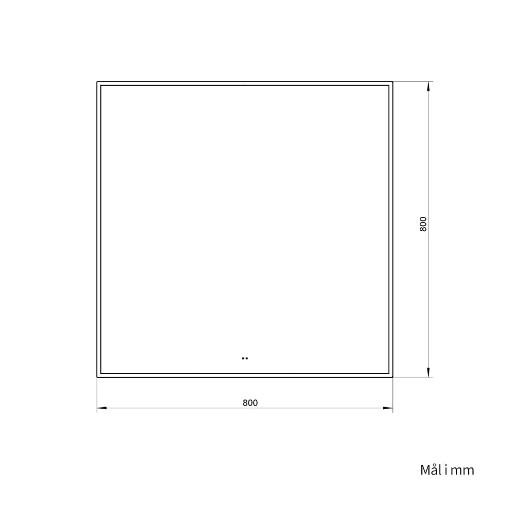 Firkantet Speil med LED-lys i Ramme og Antidugg 80x80 cm, Svart Ramme