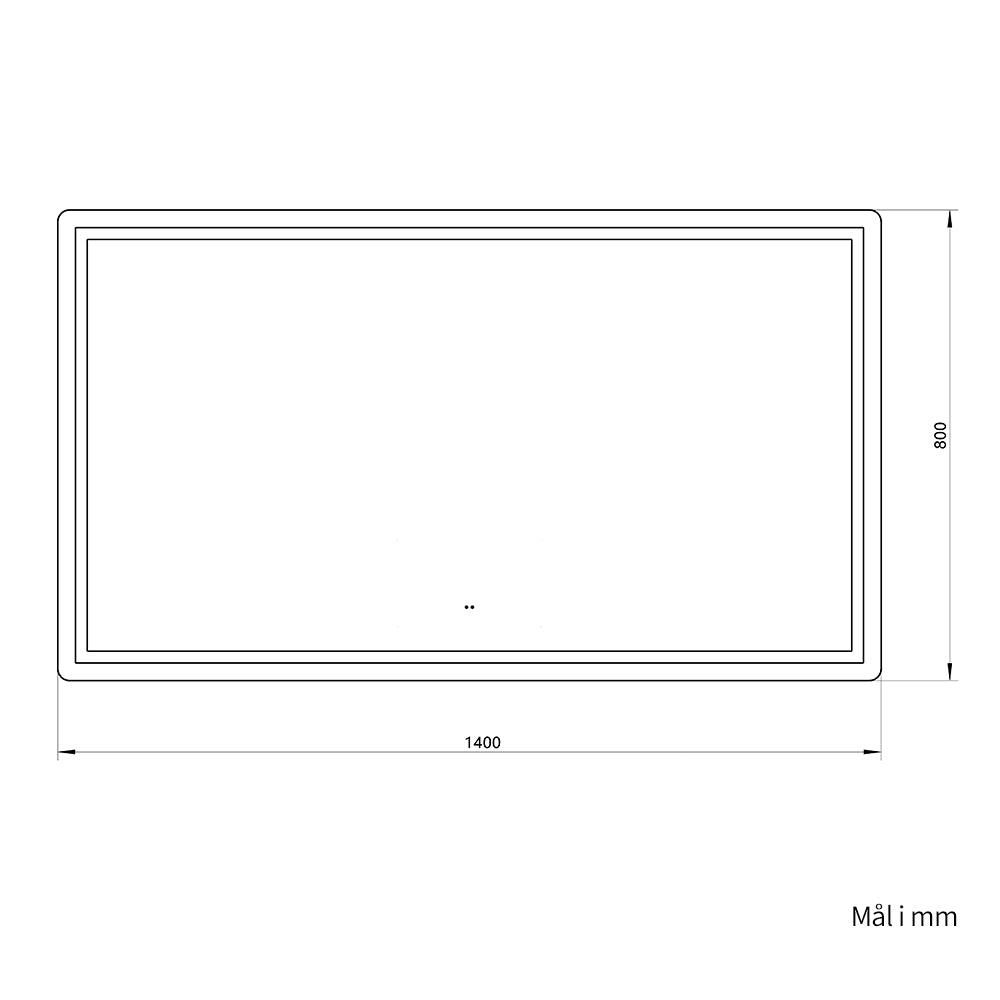 Firkantet Speil med Frontlight LED-lys og Antidugg 140x80 cm