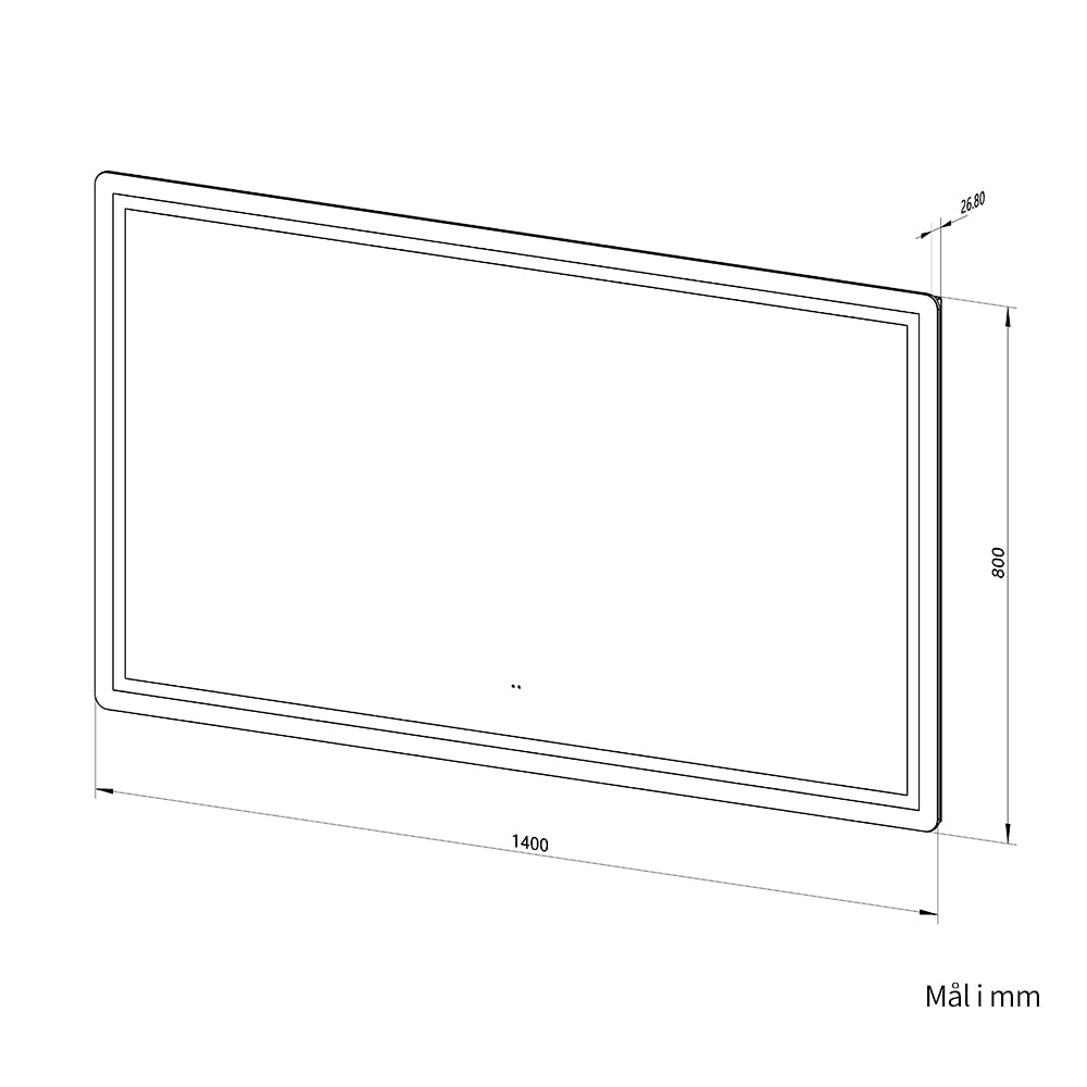 Firkantet Speil med Frontlight LED-lys og Antidugg 140x80 cm