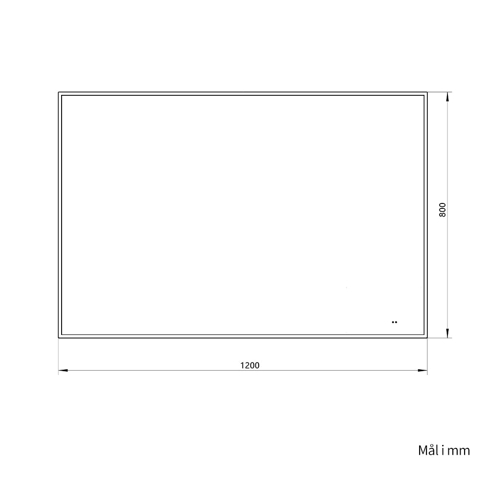 Rektangulært Speil med LED-lys i Ramme og Antidugg 120x80 cm, Svart Ramme