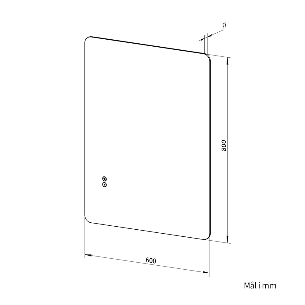 Rektangulært Speil med LED-lys og Antidugg 60x80 cm
