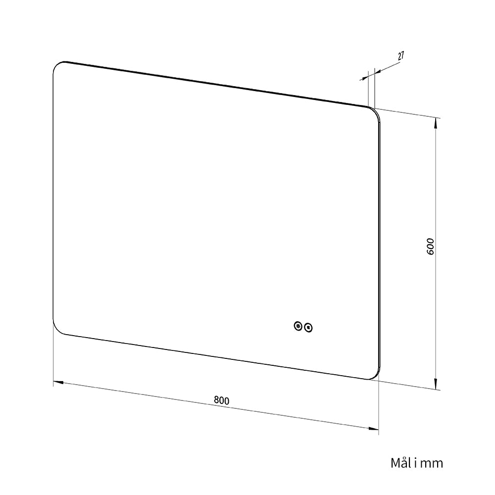 Rektangulært Speil med LED-lys og Antidugg 80x60 cm