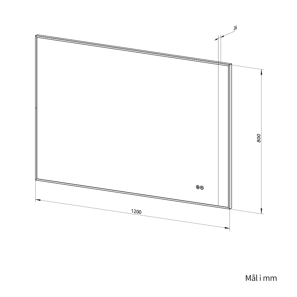 Rektangulært Speil med LED-lys og Antidugg 120x80 cm - Gull ramme 90º