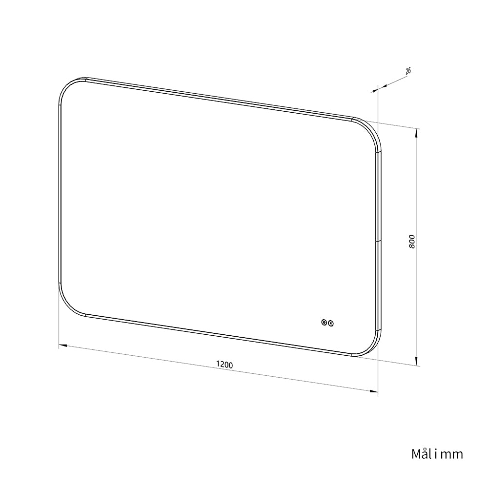 Rektangulært Speil, med LED-lys og Antidugg 120x80 cm - Gull ramme, runde hjørner