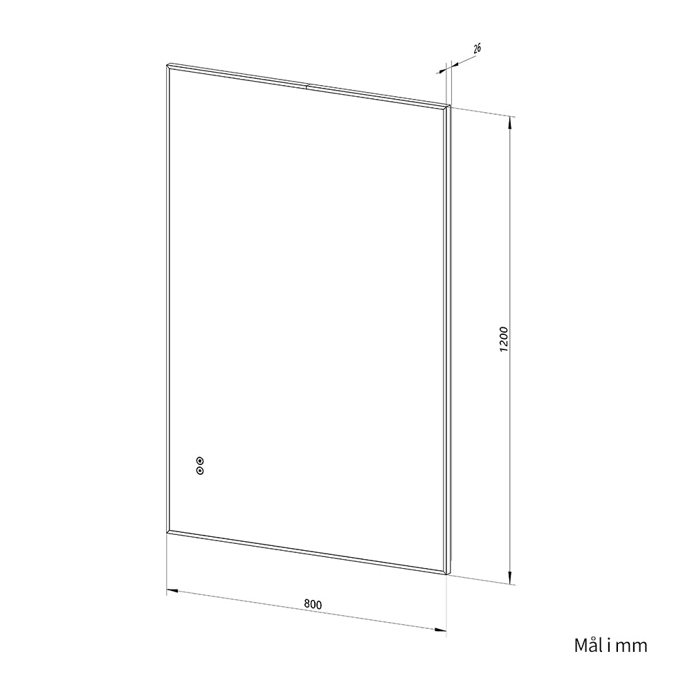 Rektangulært Speil med LED-lys og Antidugg 80x120 cm - Gull ramme 90º