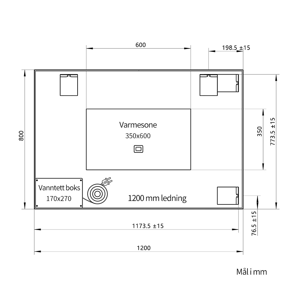 Rektangulært Speil med LED-lys i Ramme og Antidugg 120x80 cm, Gull Ramme