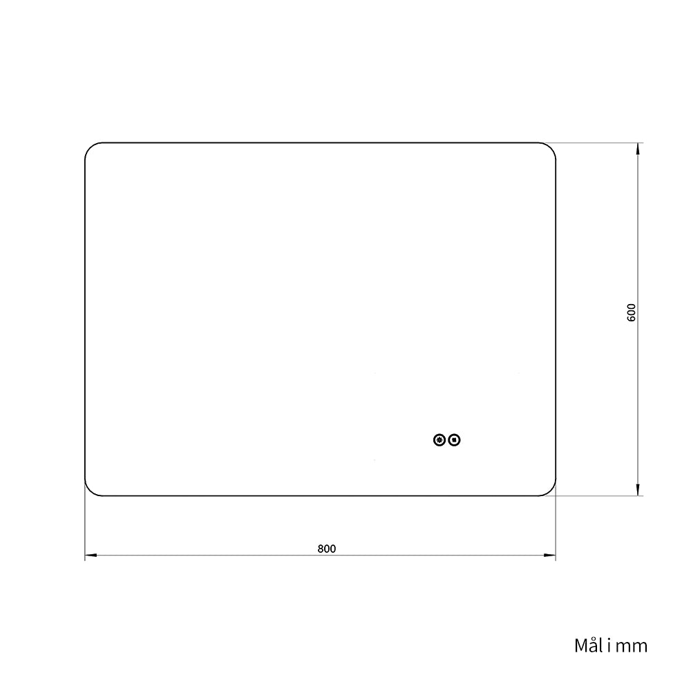 Rektangulært Speil med LED-lys og Antidugg 80x60 cm