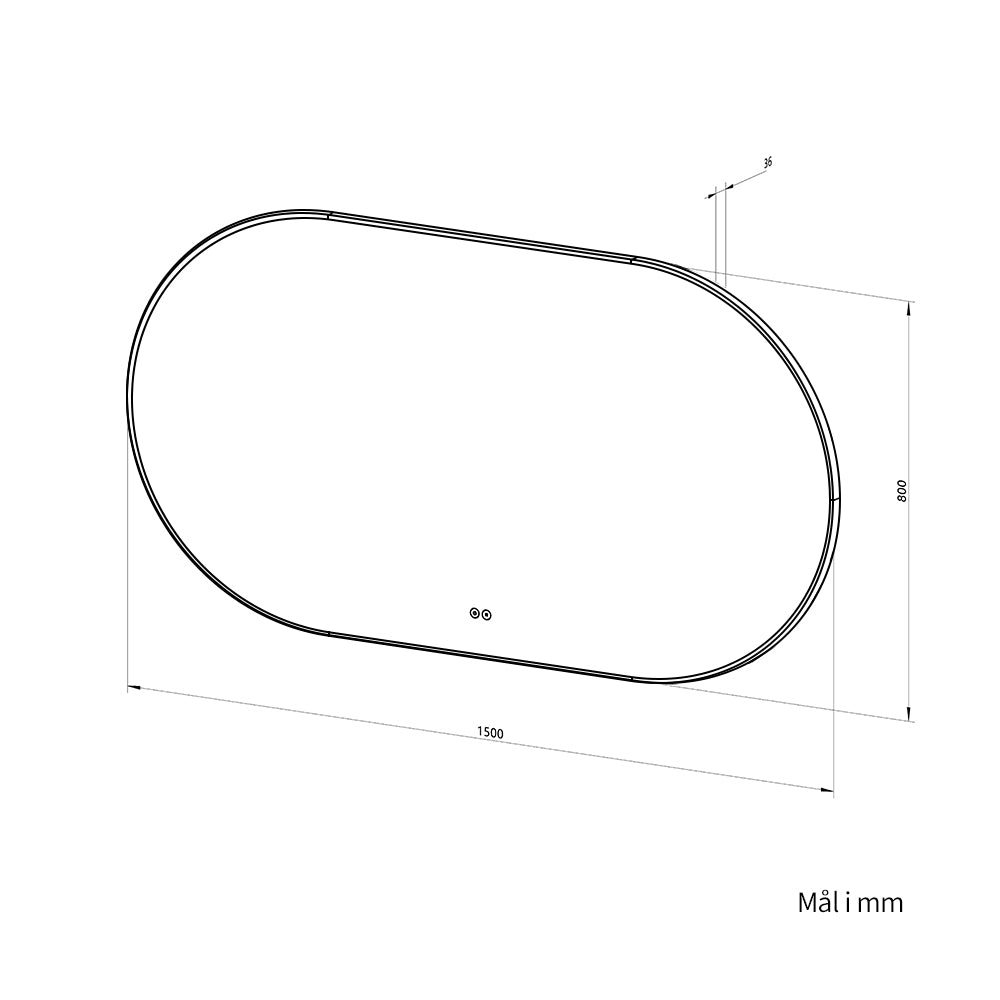 Ovalt Speil med Lys og Antidugg 150x80 cm m/Gull ramme