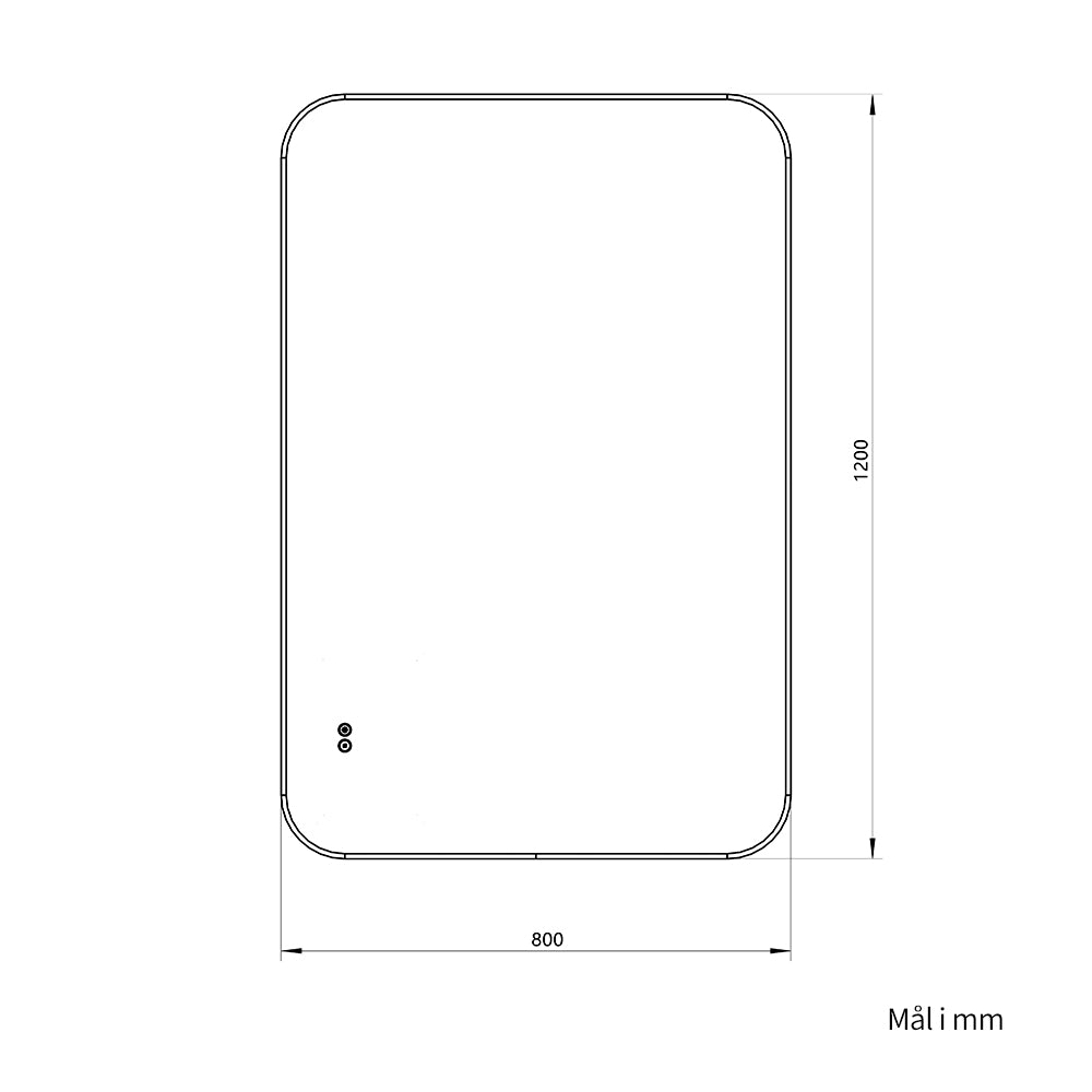 Rektangulært Speil, med LED-lys og Antidugg 80x120 cm - Svart ramme, runde hjørner