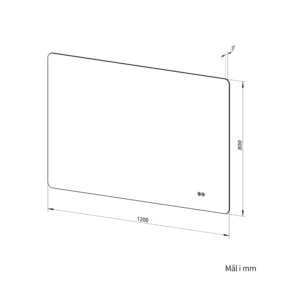 Rektangulært Speil med LED-lys og Antidugg 120x80 cm