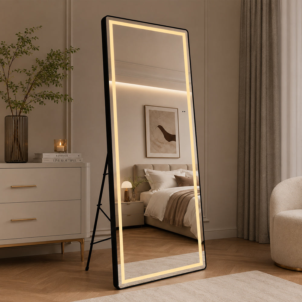 Helfigur Speil med LED-lys 65x165 cm for både gulv og vegg
