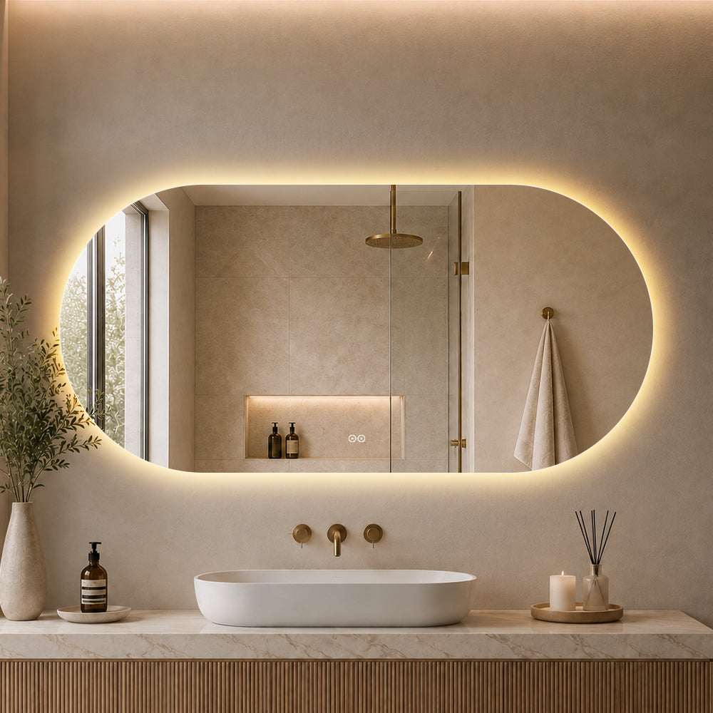 Ovalt Speil med LED-lys og Antidugg 150x80 cm