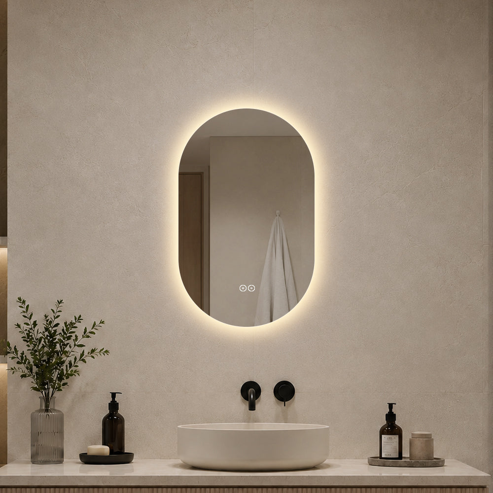 Ovalt Speil med LED-lys og Antidugg 50x80 cm