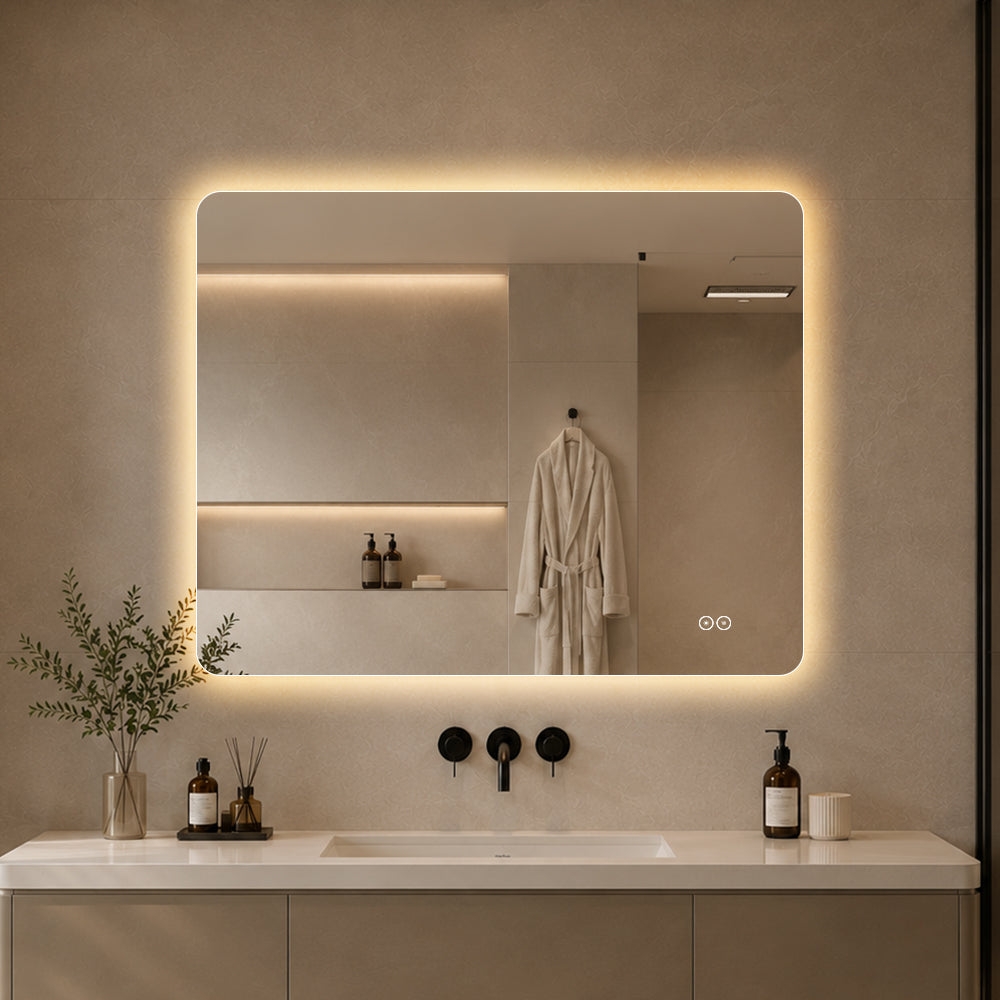 Rektangulært Speil med LED-lys og Antidugg 100x80 cm