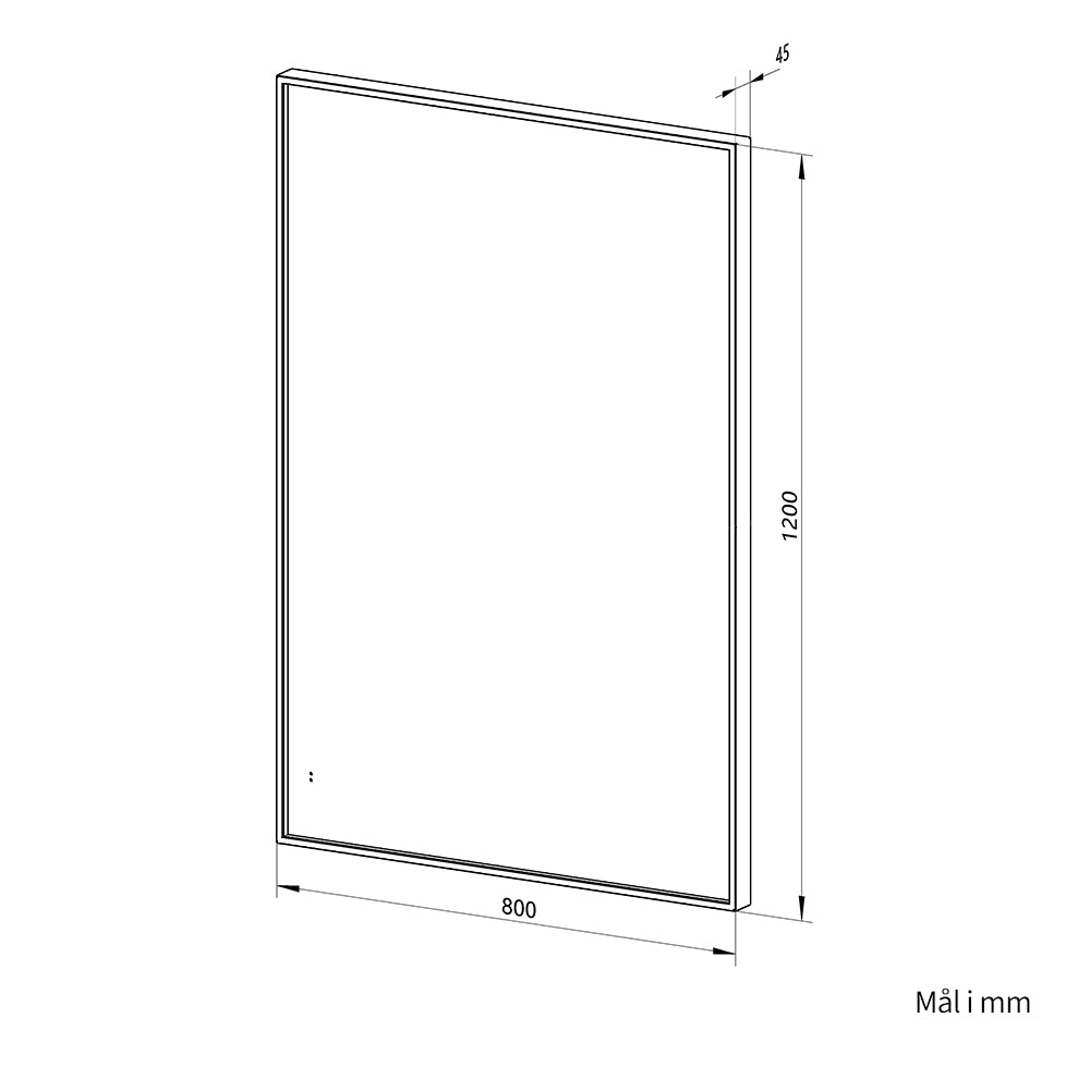 Rektangulært Speil med LED-lys i Ramme og Antidugg 80x120 cm, Svart Ramme