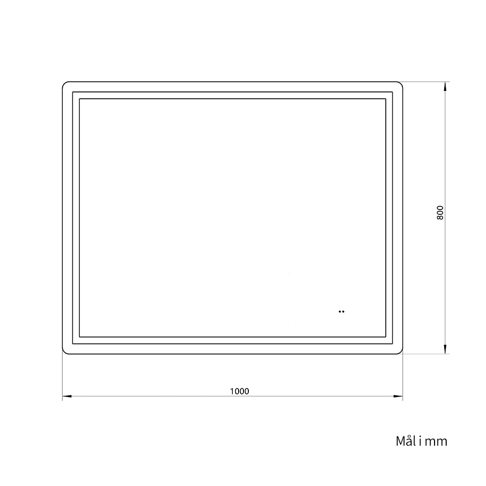 Firkantet Speil med Frontlight LED-lys og Antidugg 100x80 cm