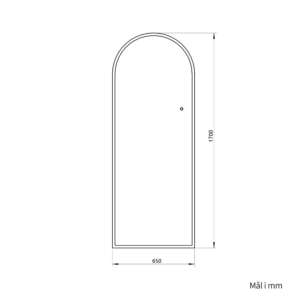 Helfigur Speil med LED-lys 65x170 cm, buet topp
