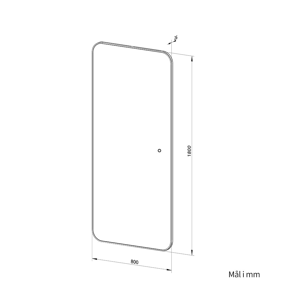 Helfigur Speil med LED-lys 80x180 cm - Svart Ramme