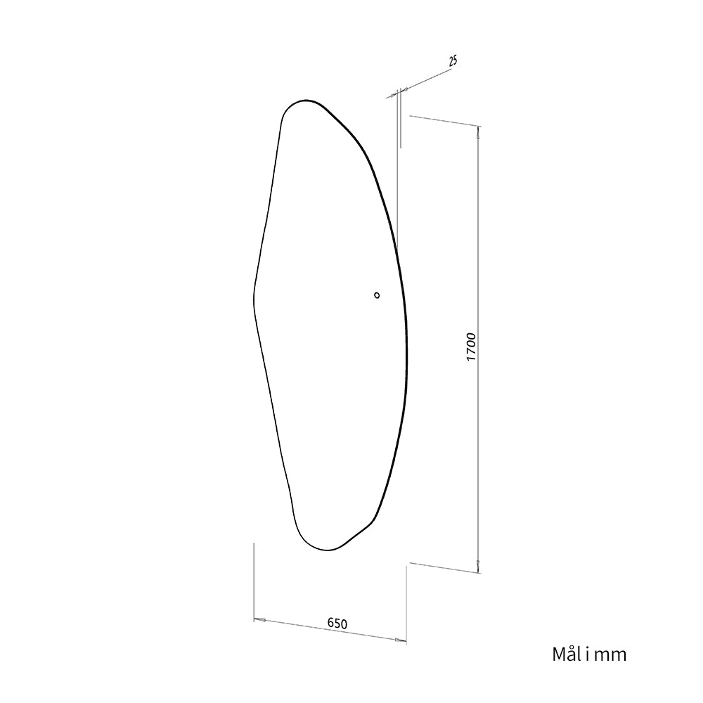 Organisk Helfigur speil med LED-lys til vegg 65x170 cm