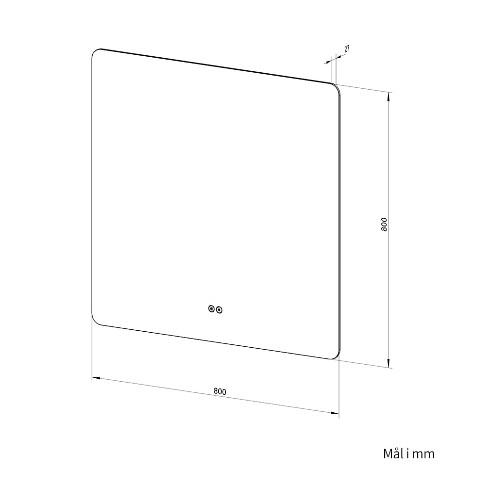Kvadratisk speil med LED-lys og Antidugg 80x80 cm