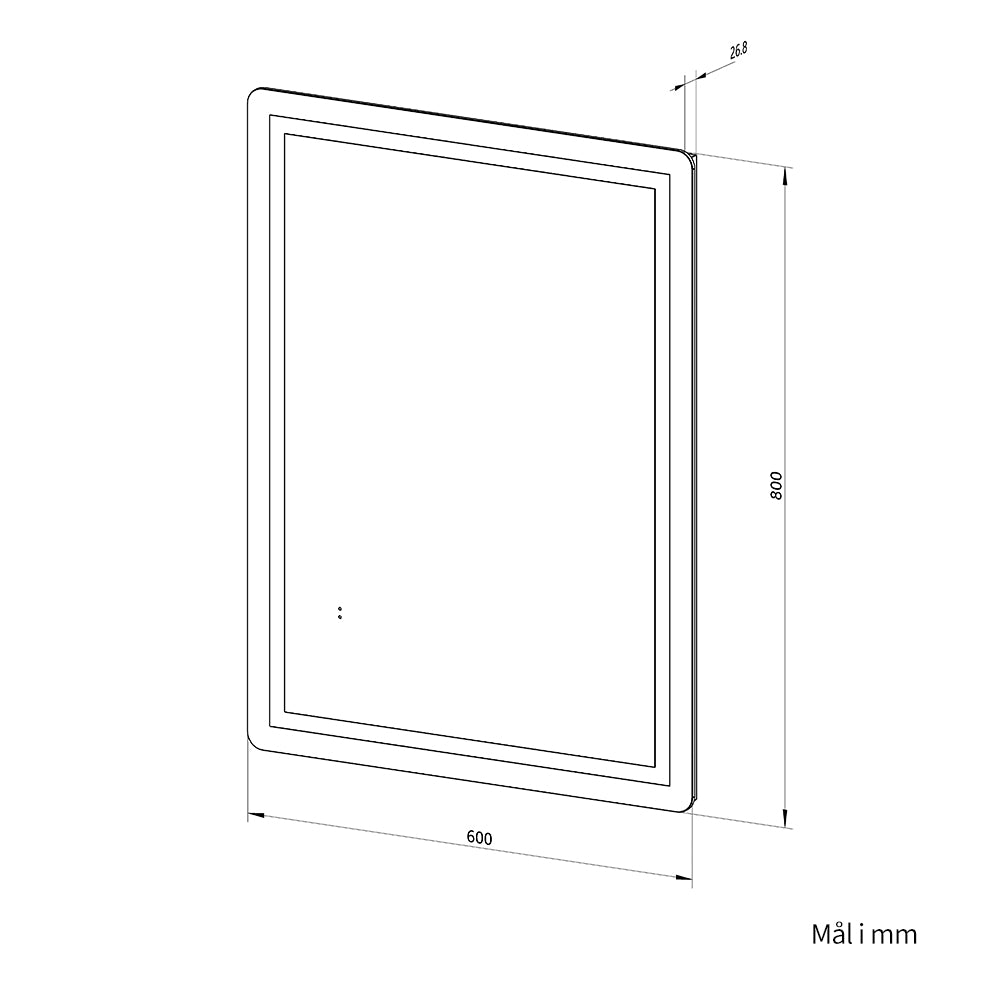 Firkantet Speil med Frontlight LED-lys og Antidugg 60x80 cm