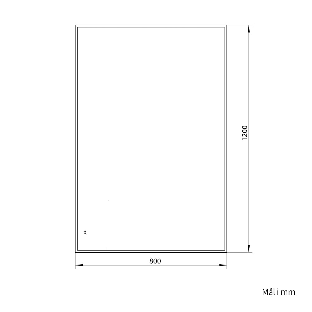 Rektangulært Speil med LED-lys i Ramme og Antidugg 80x120 cm, Svart Ramme