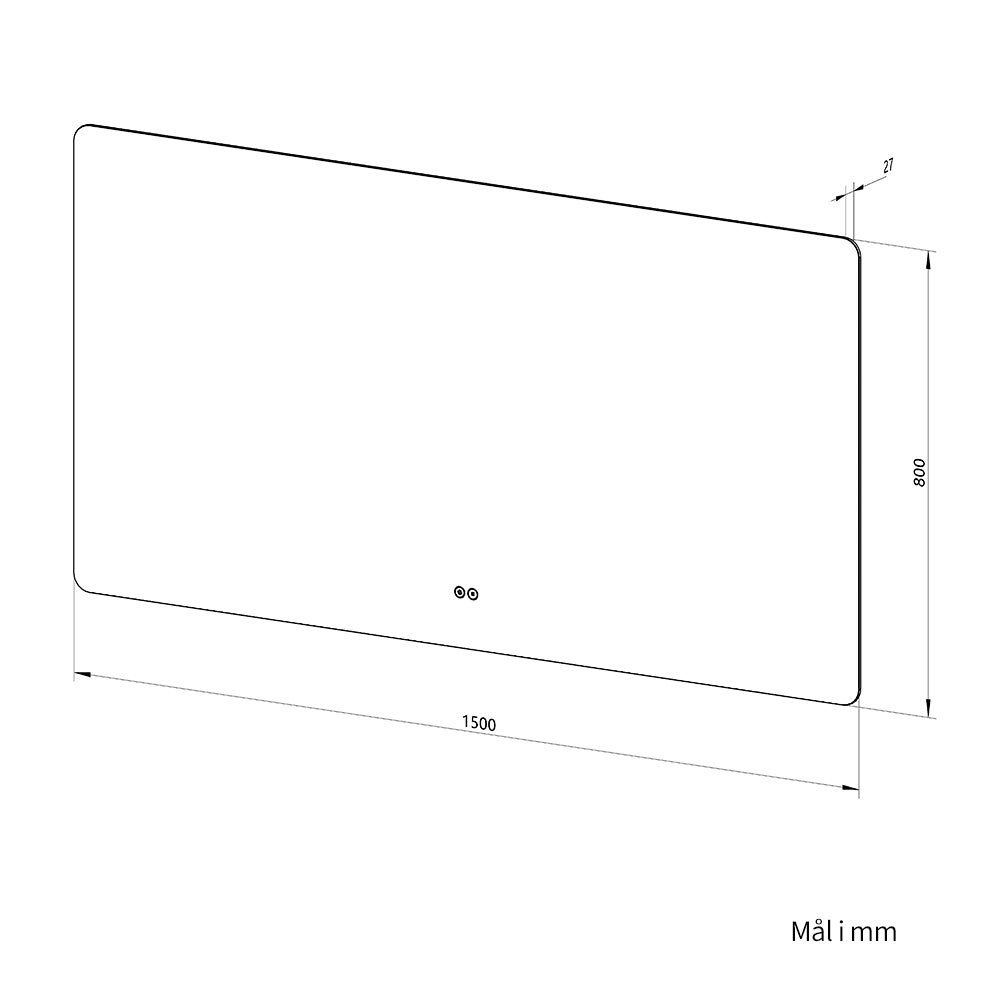Rektangulært Speil med LED-lys og Antidugg 150x80 cm