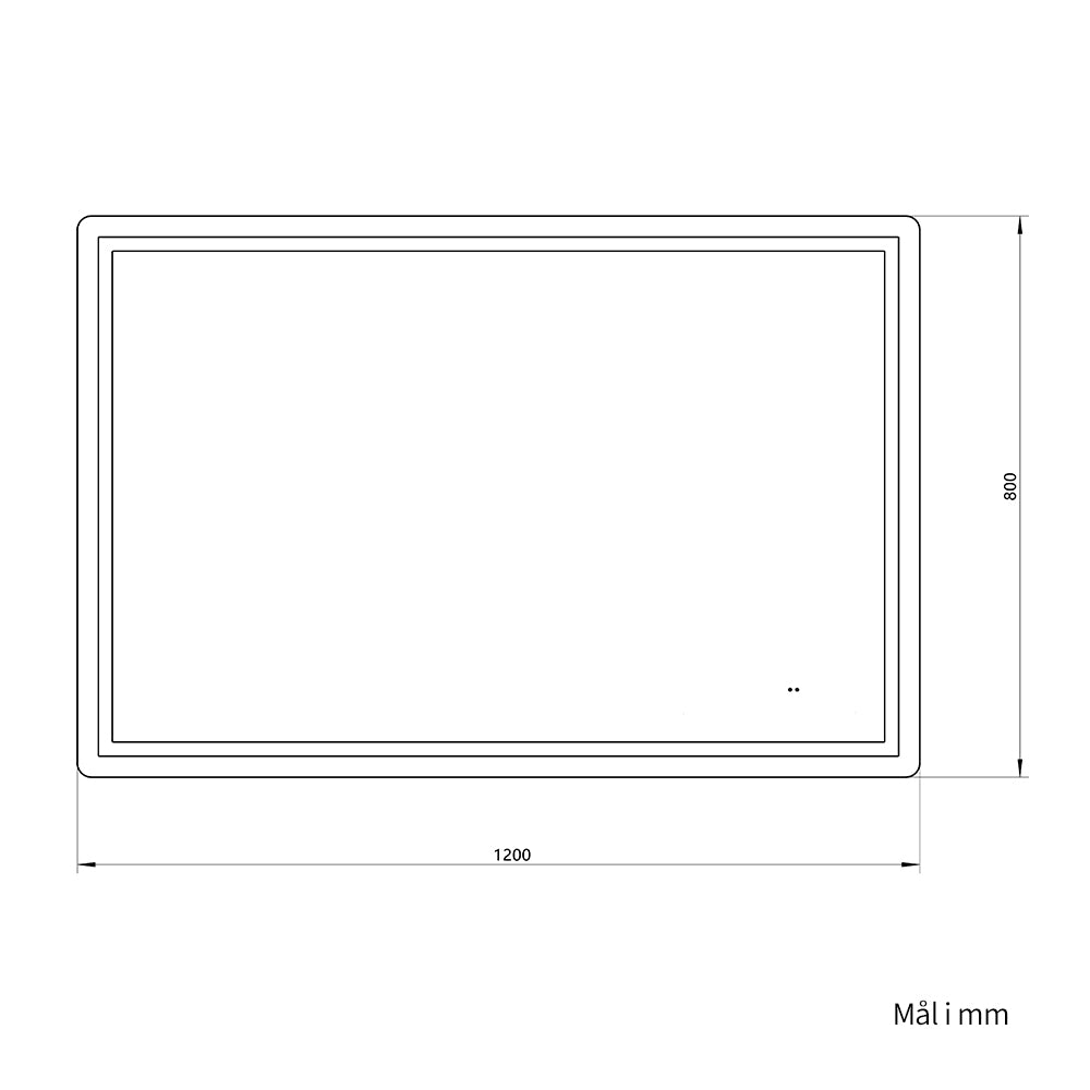 Firkantet Speil med Frontlight LED-lys og Antidugg 120x80 cm