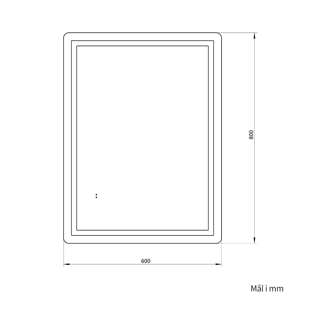 Firkantet Speil med Frontlight LED-lys og Antidugg 60x80 cm