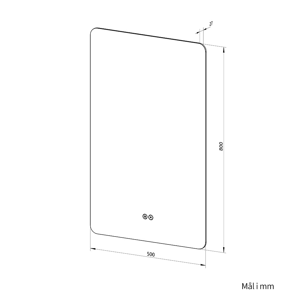 Rektangulært Speil med LED-lys og Antidugg 50x80 cm