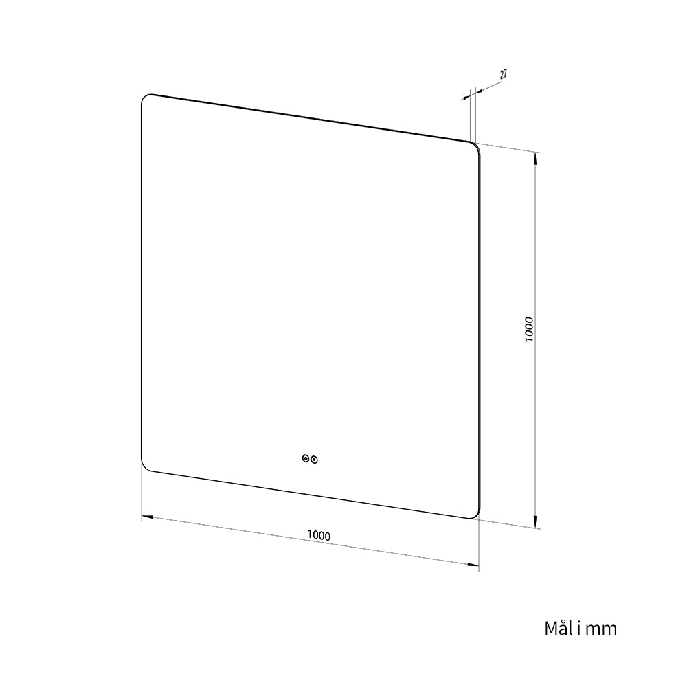 Kvadratisk speil med LED-lys og Antidugg 100x100 cm