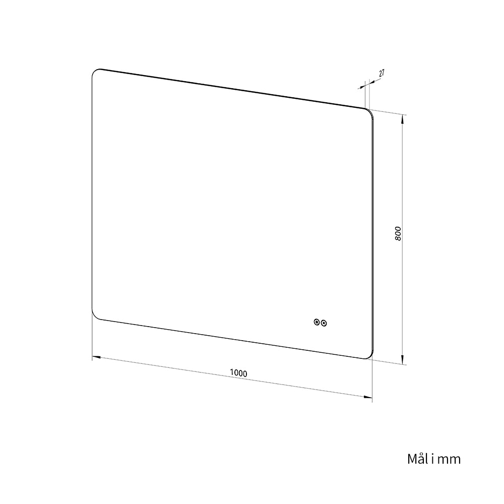 Rektangulært Speil med LED-lys og Antidugg 100x80 cm