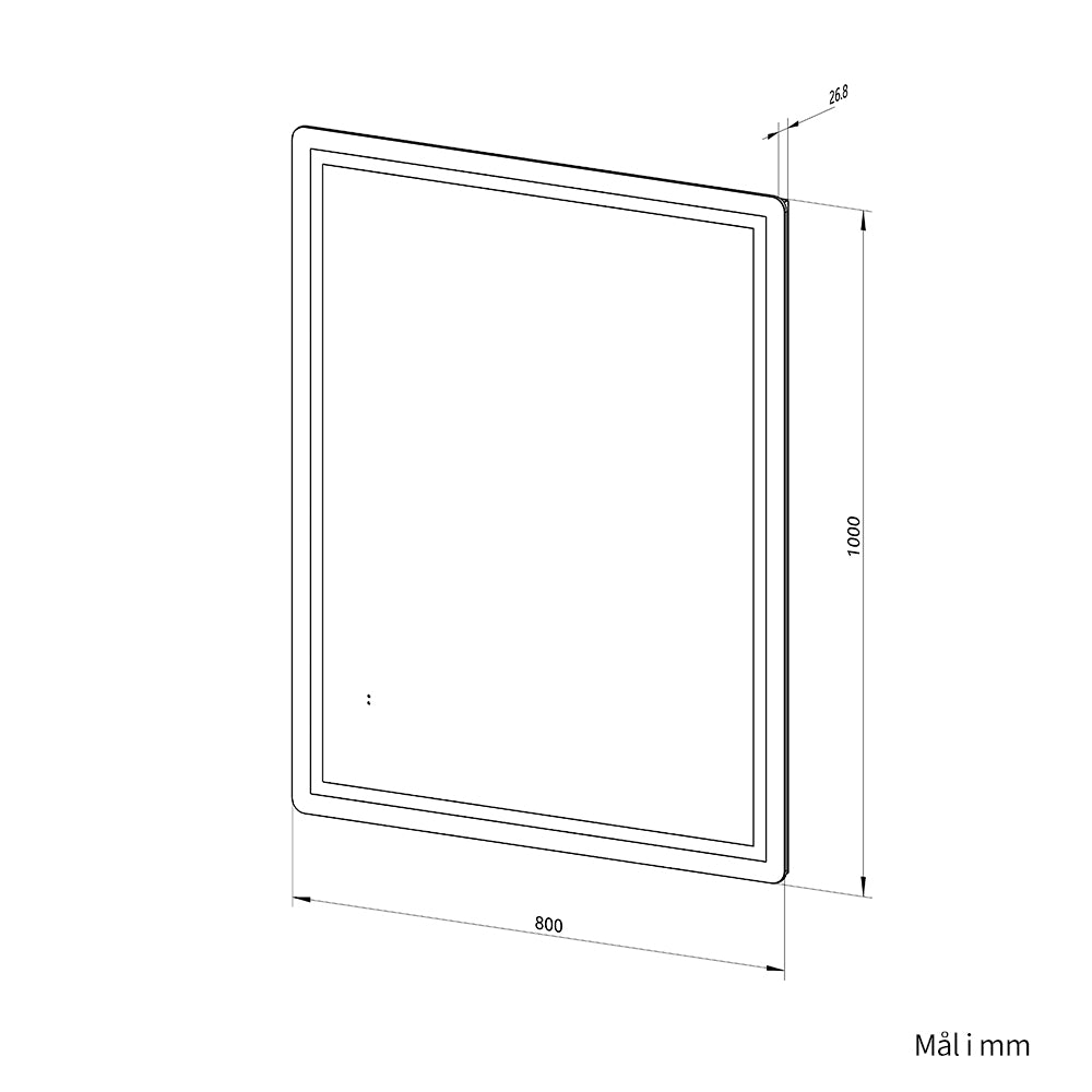 Firkantet Speil med Frontlight LED-lys og Antidugg 80x100 cm