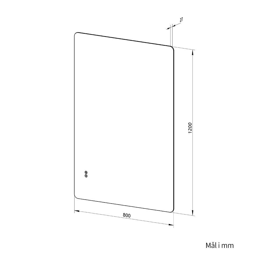 Rektangulært Speil med LED-lys og Antidugg 80x120 cm