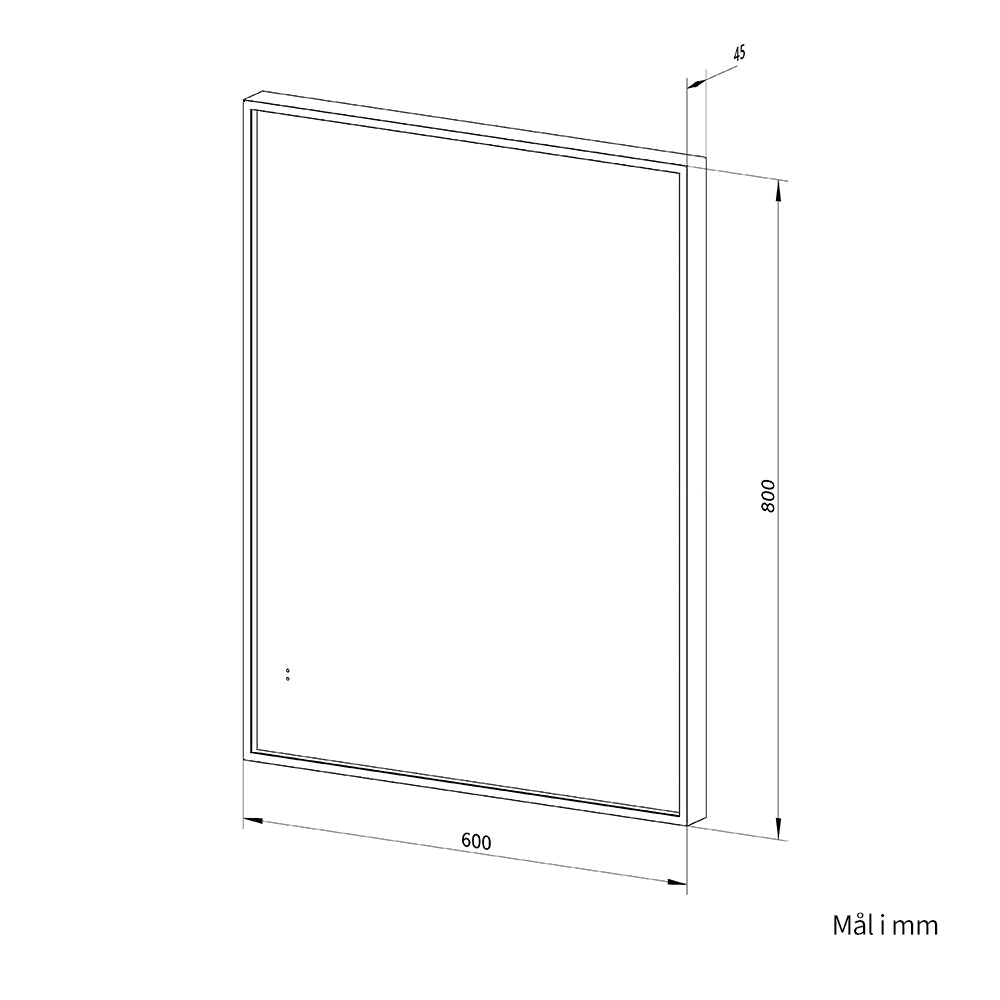 Rektangulært Speil med LED-lys i Ramme og Antidugg 60x80 cm, Gull Ramme